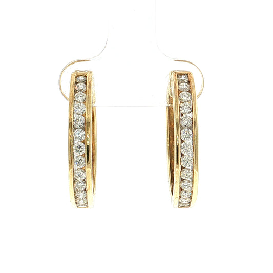 .99 Round Diamond Hoop Earrings 14k Yellow Gold