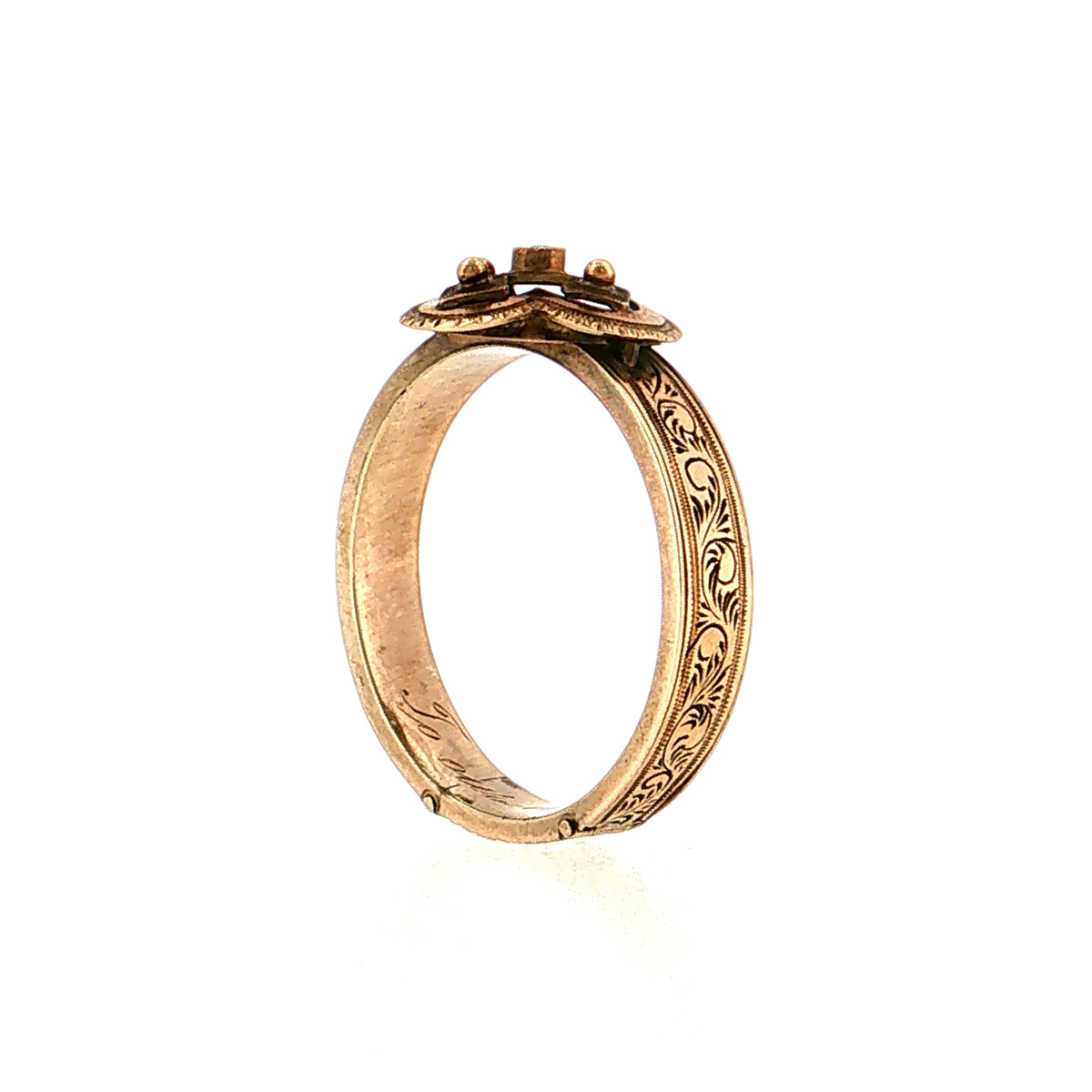 Antique Victorian Pearl Mourning Cocktail Ring 12k Rose Gold