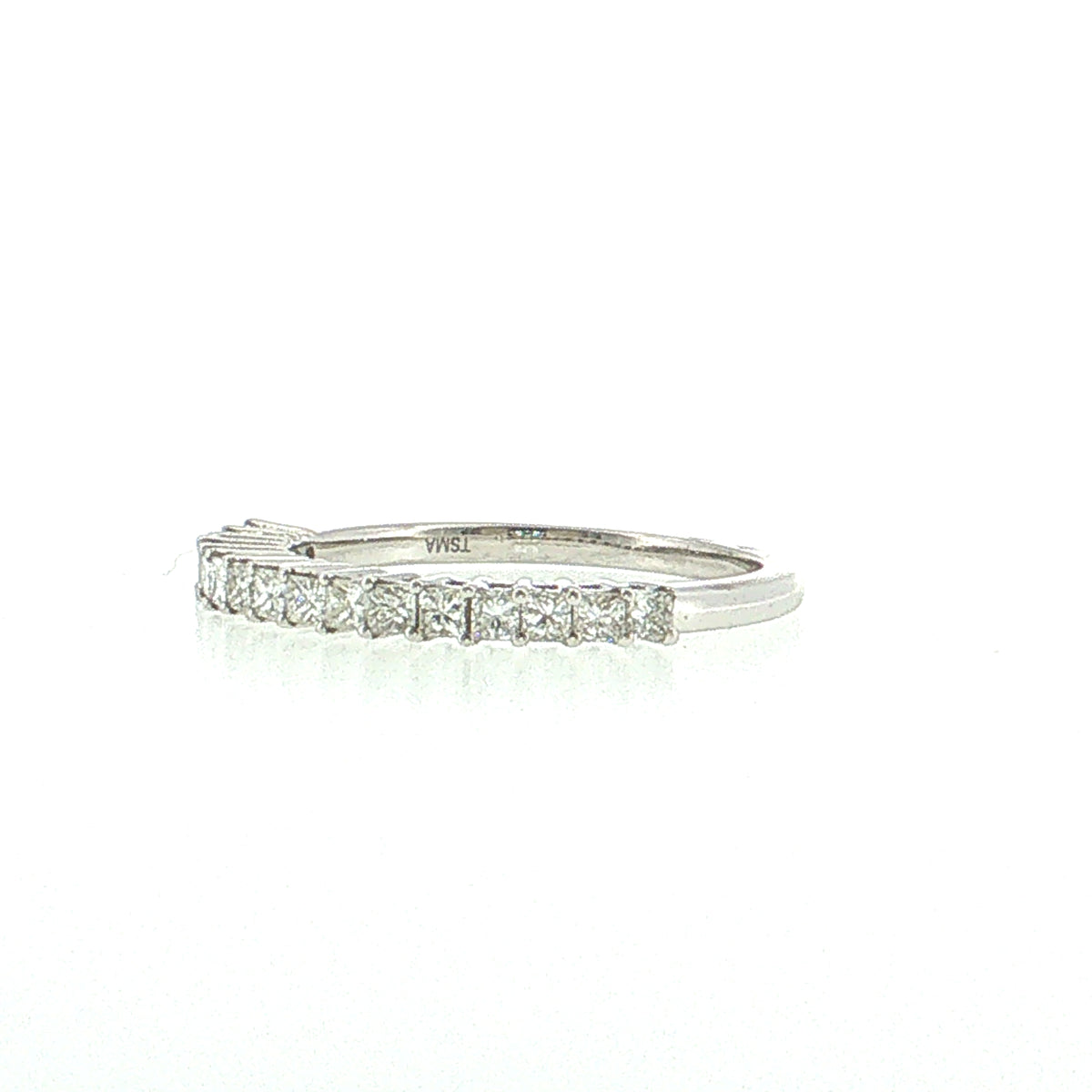 .50 Princess Cut Diamond Wedding Band 14k White Gold