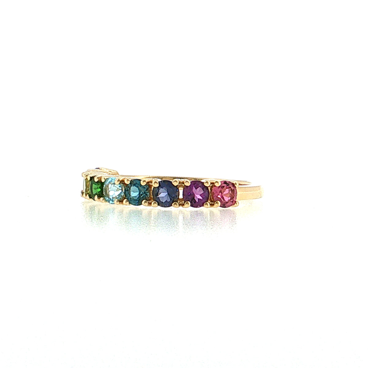 1.15 Rainbow Gemstone Stacking Ring 14k Yellow Gold