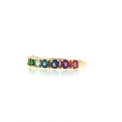 1.15 Rainbow Gemstone Stacking Ring 14k Yellow Gold