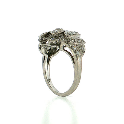 .25 Vintage Old European Diamond Cocktail Ring Palladium