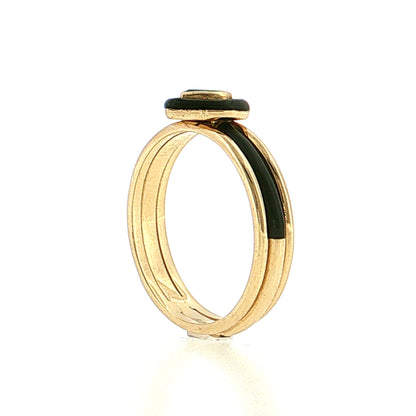 .25 Heart Cut Emerald & Black Enamel Stacking Ring 14k