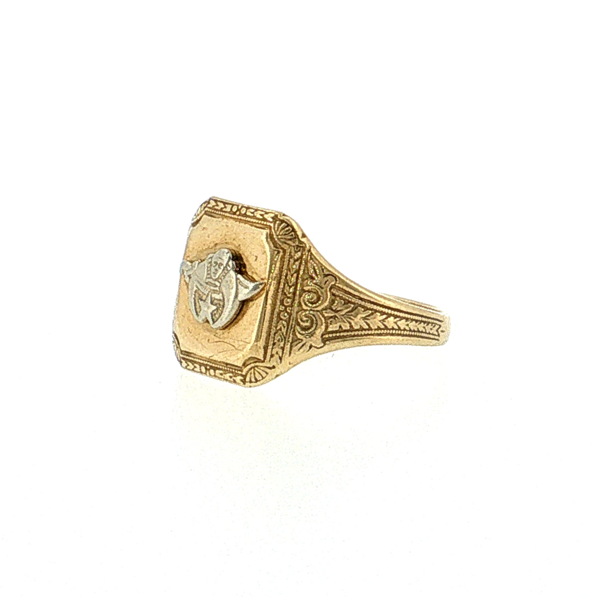 Vintage Mid-Century Shriner's Signet Ring Two-Tone 10k