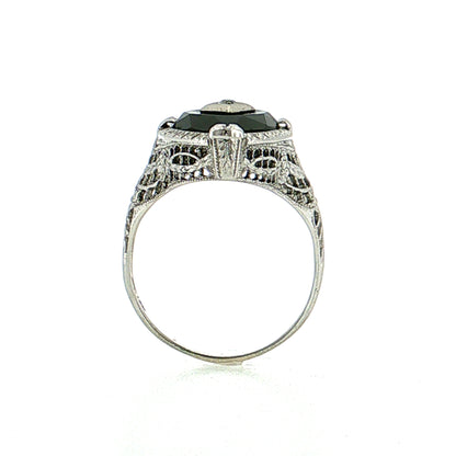 .03 Art Deco Diamond Cocktail Ring 14K White Gold