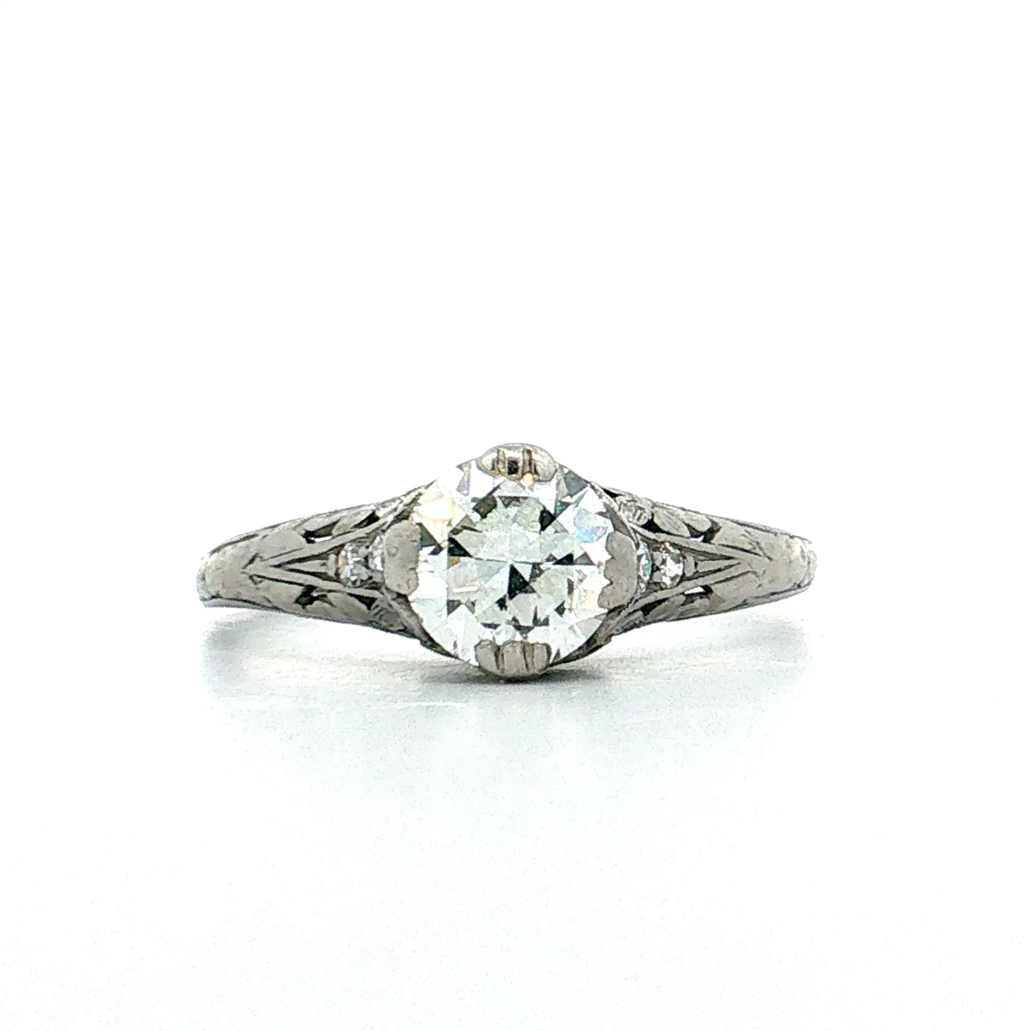 1.00 Art Deco Diamond Engagement Ring Platinum
