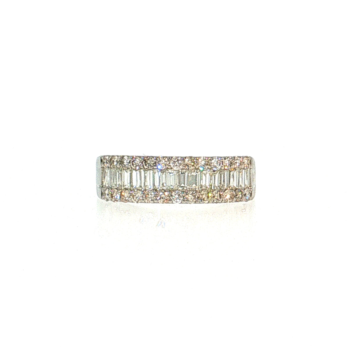 1.00 Baguette & Round Diamond Stacking Ring Platinum