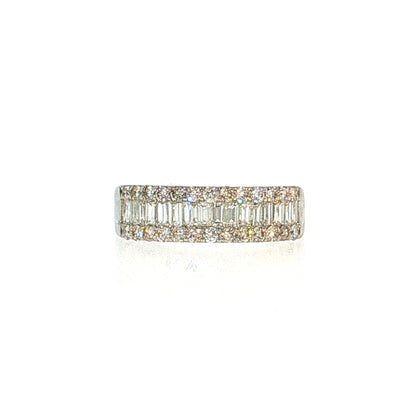 1.00 Baguette & Round Diamond Stacking Ring Platinum