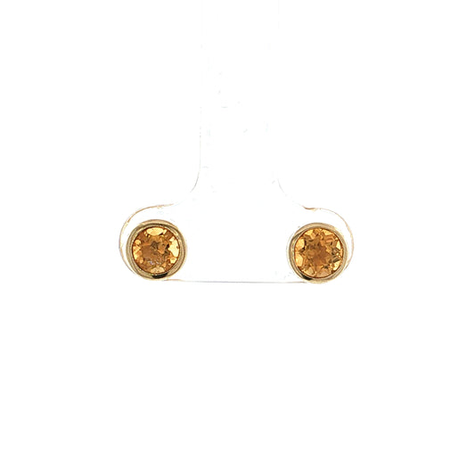 1.00 Carat Round Cut Citrine Stud Earrings 14k
