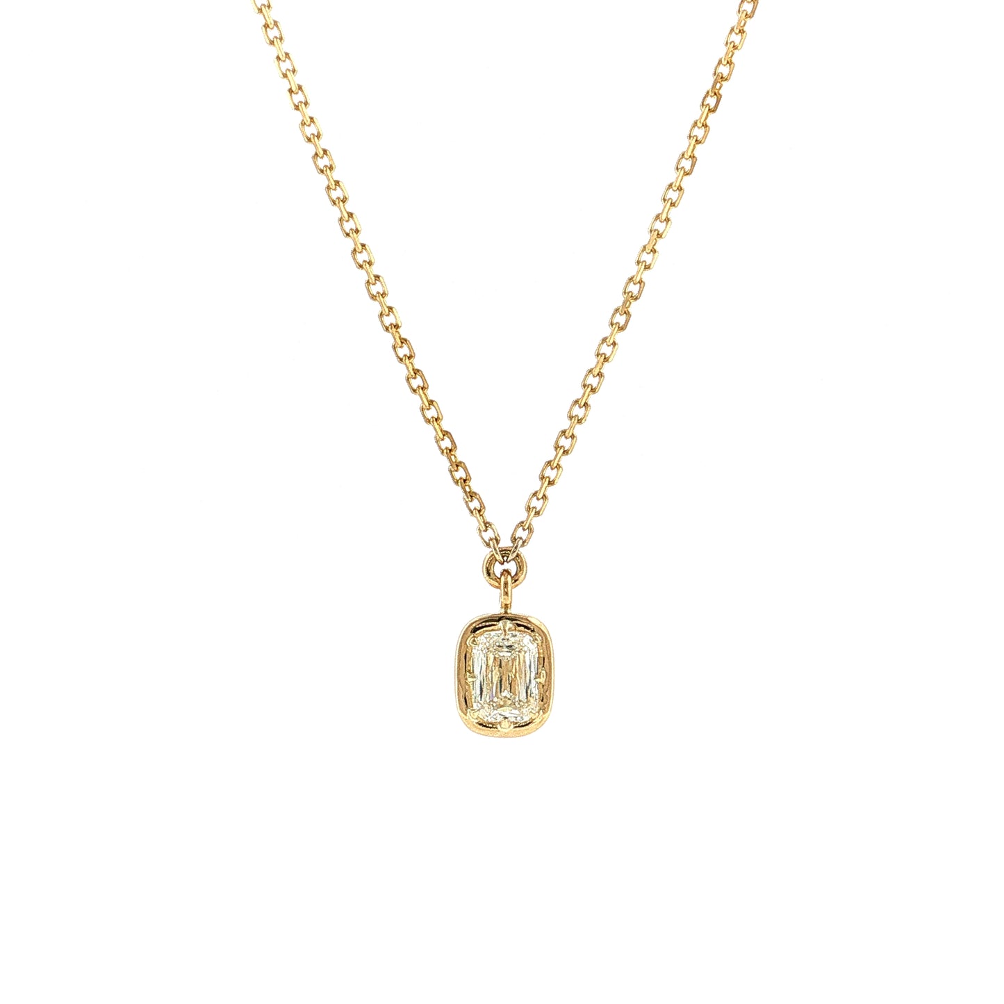 1.00 GIA Emerald Cut Diamond Pendant 18k Yellow Gold