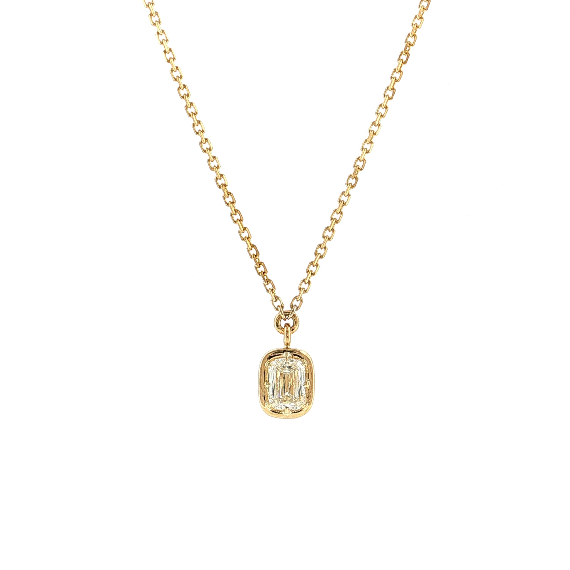 1.00 GIA Emerald Cut Diamond Pendant 18k Yellow Gold