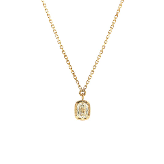 1.00 GIA Emerald Cut Diamond Pendant 18k Yellow Gold
