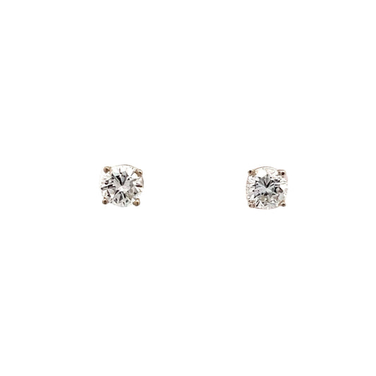 1.00 Round Diamond Stud Earrings in 14k White Gold