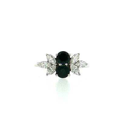 1.00 Sapphire & Diamond Cluster Engagement Ring Platinum