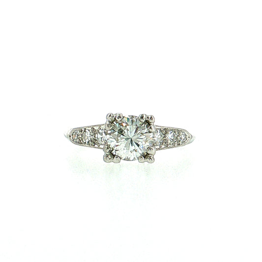 1.01 Antique Art Deco Diamond Engagement Ring Platinum