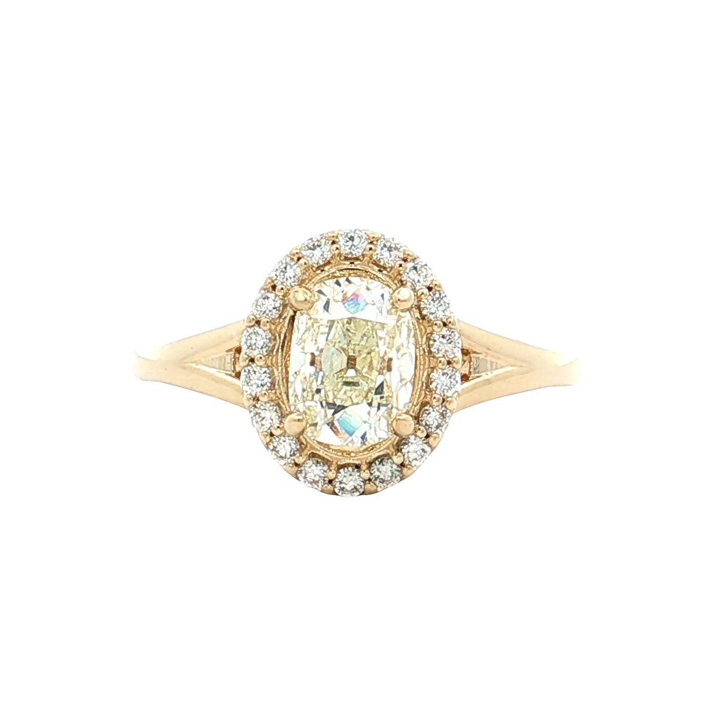 1.01 Antique Cushion Diamond Engagement Ring 14k