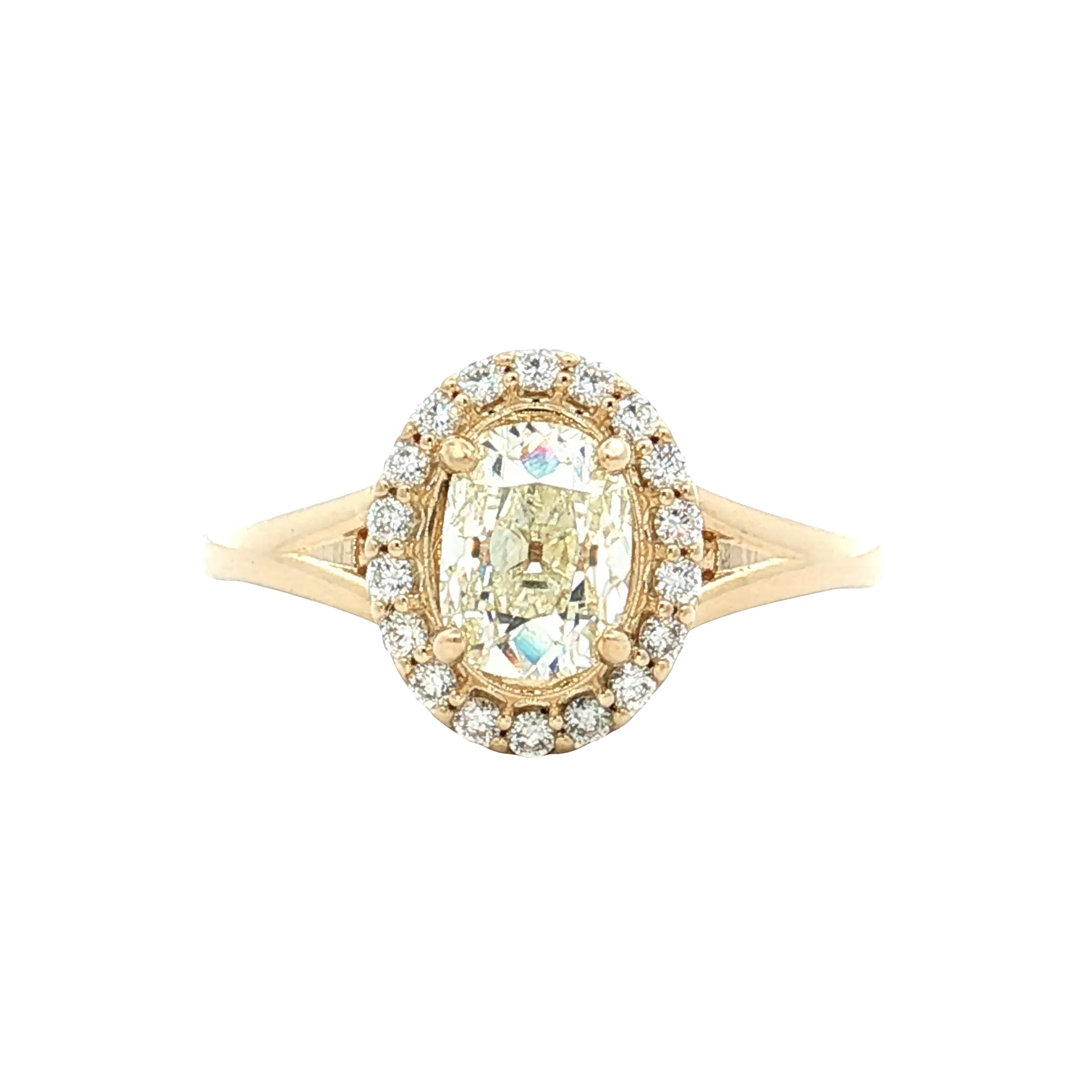 1.01 Antique Cushion Diamond Engagement Ring 14k