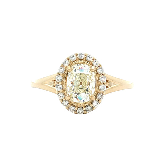 1.01 Antique Cushion Diamond Engagement Ring 14k
