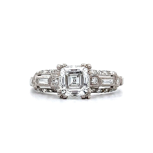 1.01 Asscher Cut Diamond Engagement Ring in Platinum