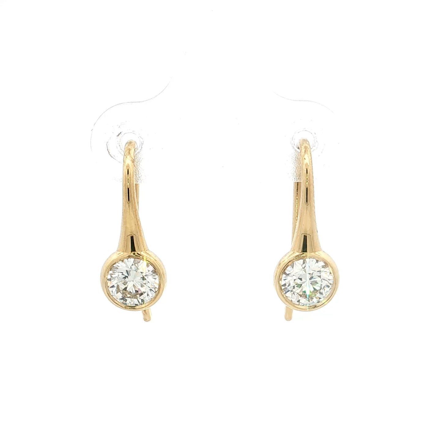 1.01 Bezel Diamond Drop Earrings 18k Yellow Gold
