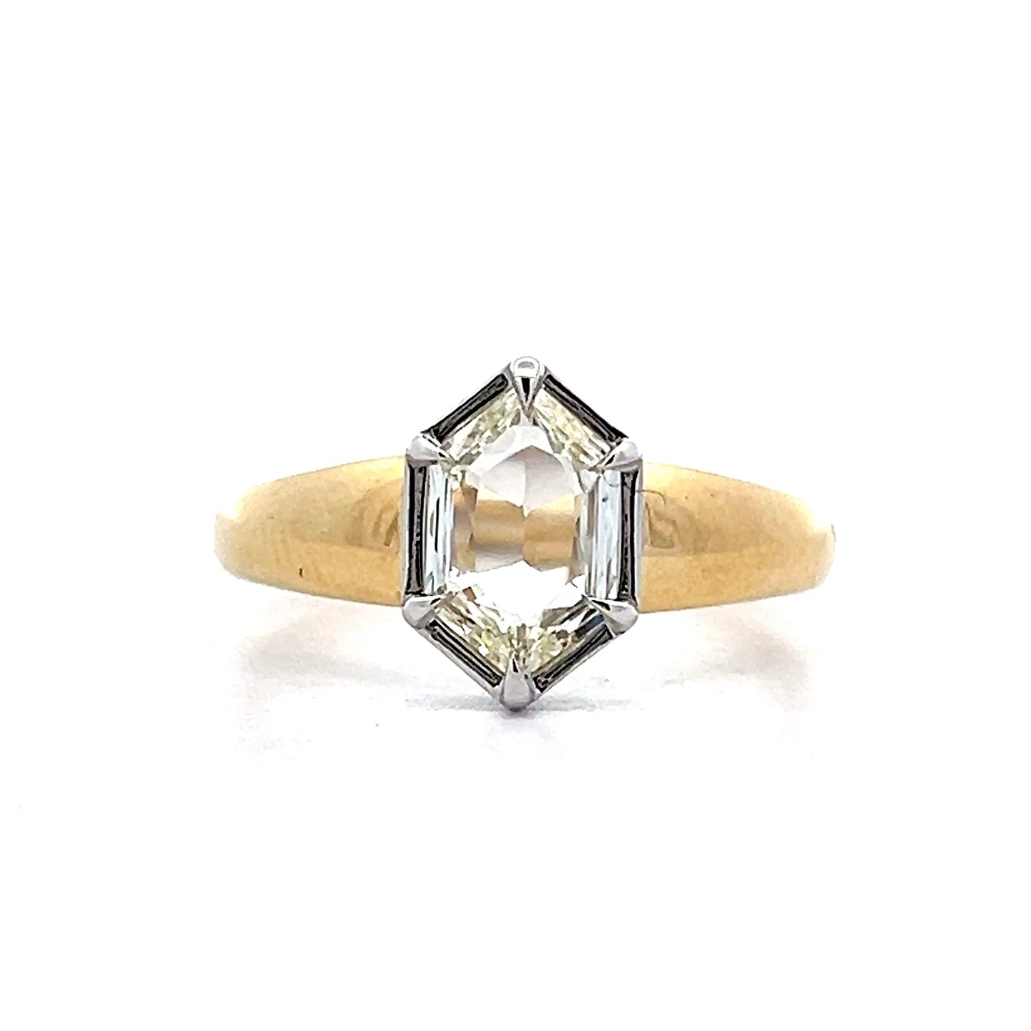 1.01 Hexagon Rose Cut Diamond Engagement Ring in 14k