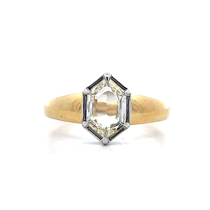1.01 Hexagon Rose Cut Diamond Engagement Ring in 14k