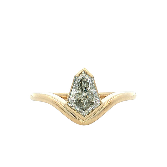 1.01 Kite Diamond Engagement Ring 14k Yellow Gold