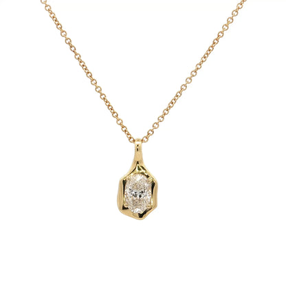 1.01 Oval Diamond Bezel Pendant Necklace 18k
