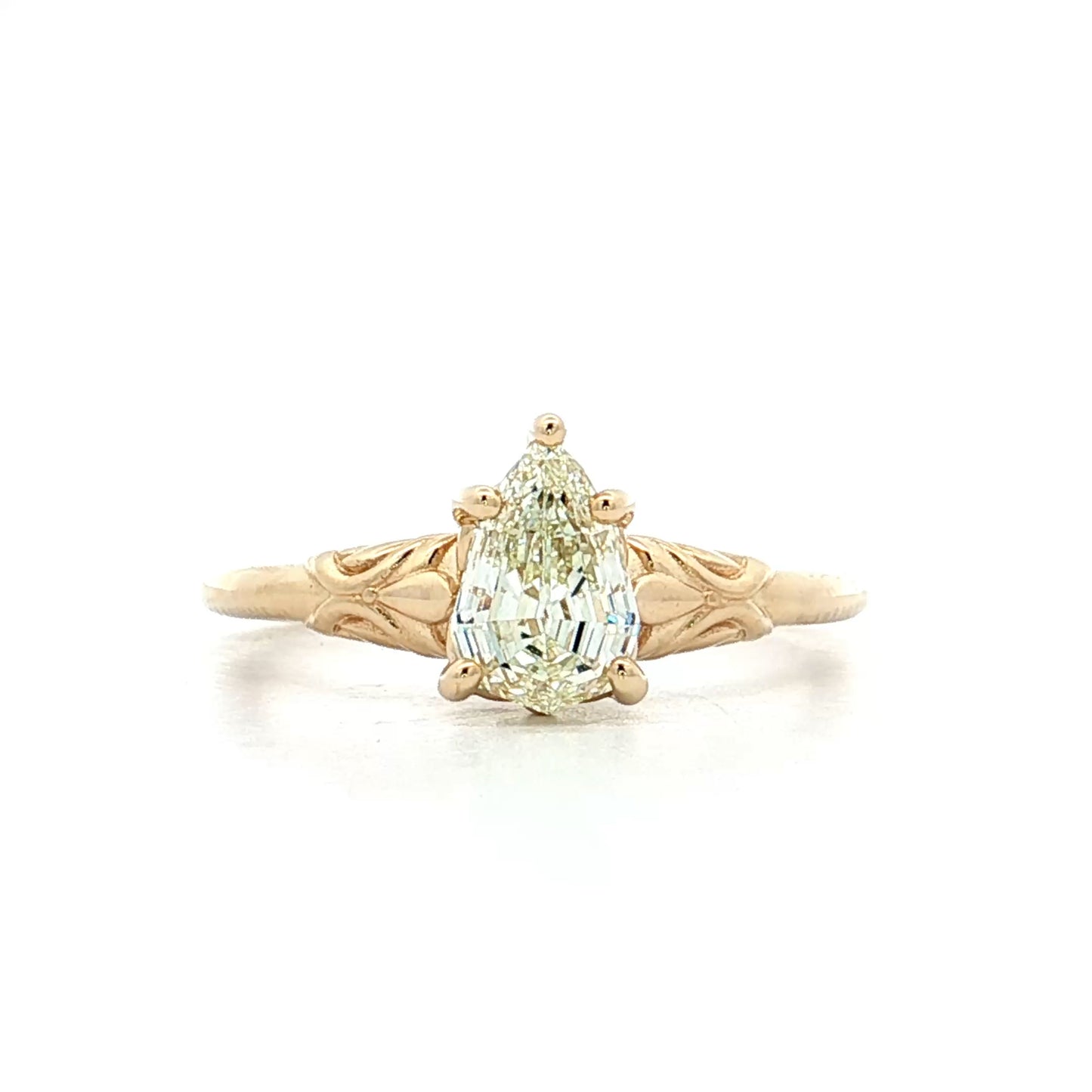 1.01 Pear Step Cut Diamond Engagement Ring 14k