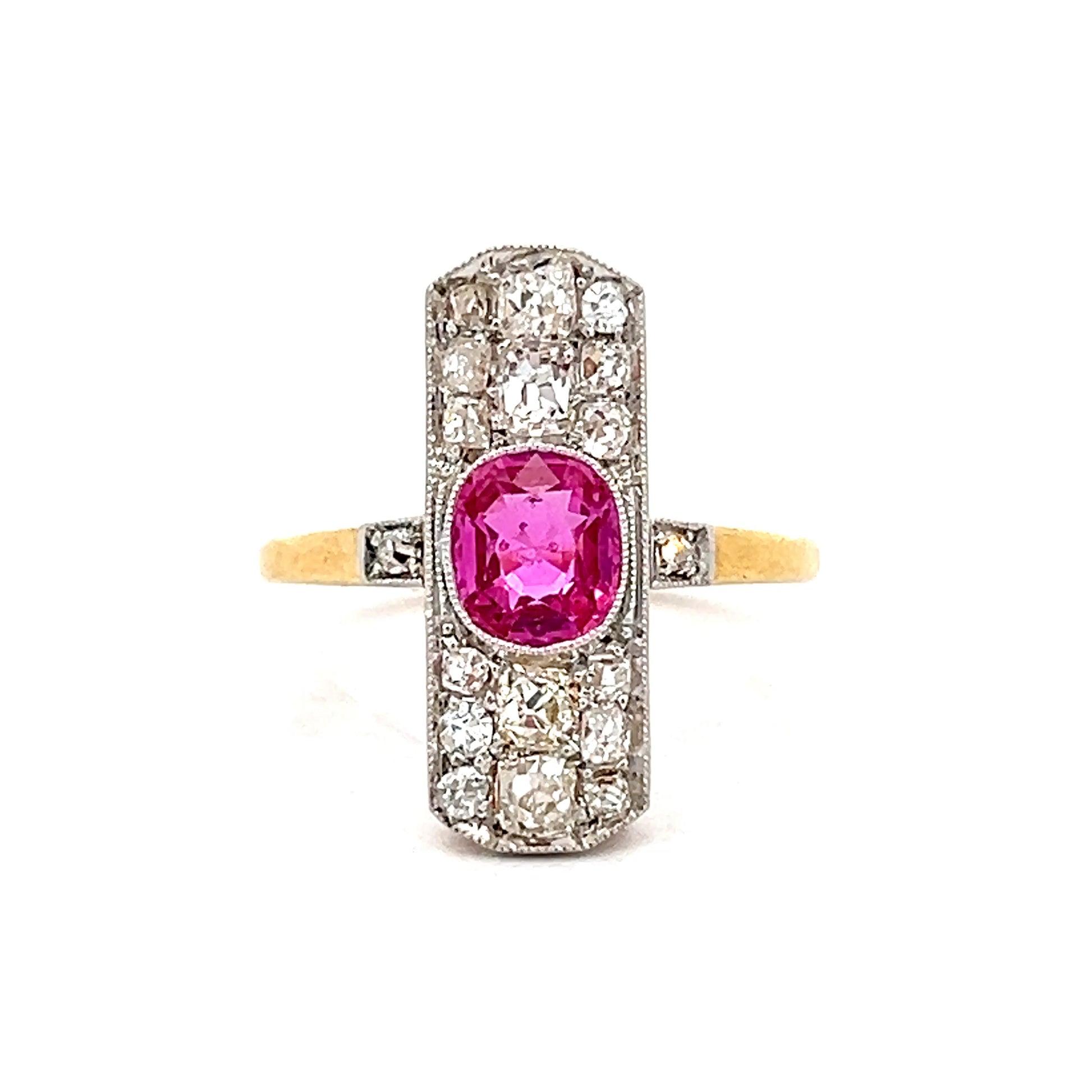 1.01 Vintage Edwardian Cocktail Ring in 14k/Platinum