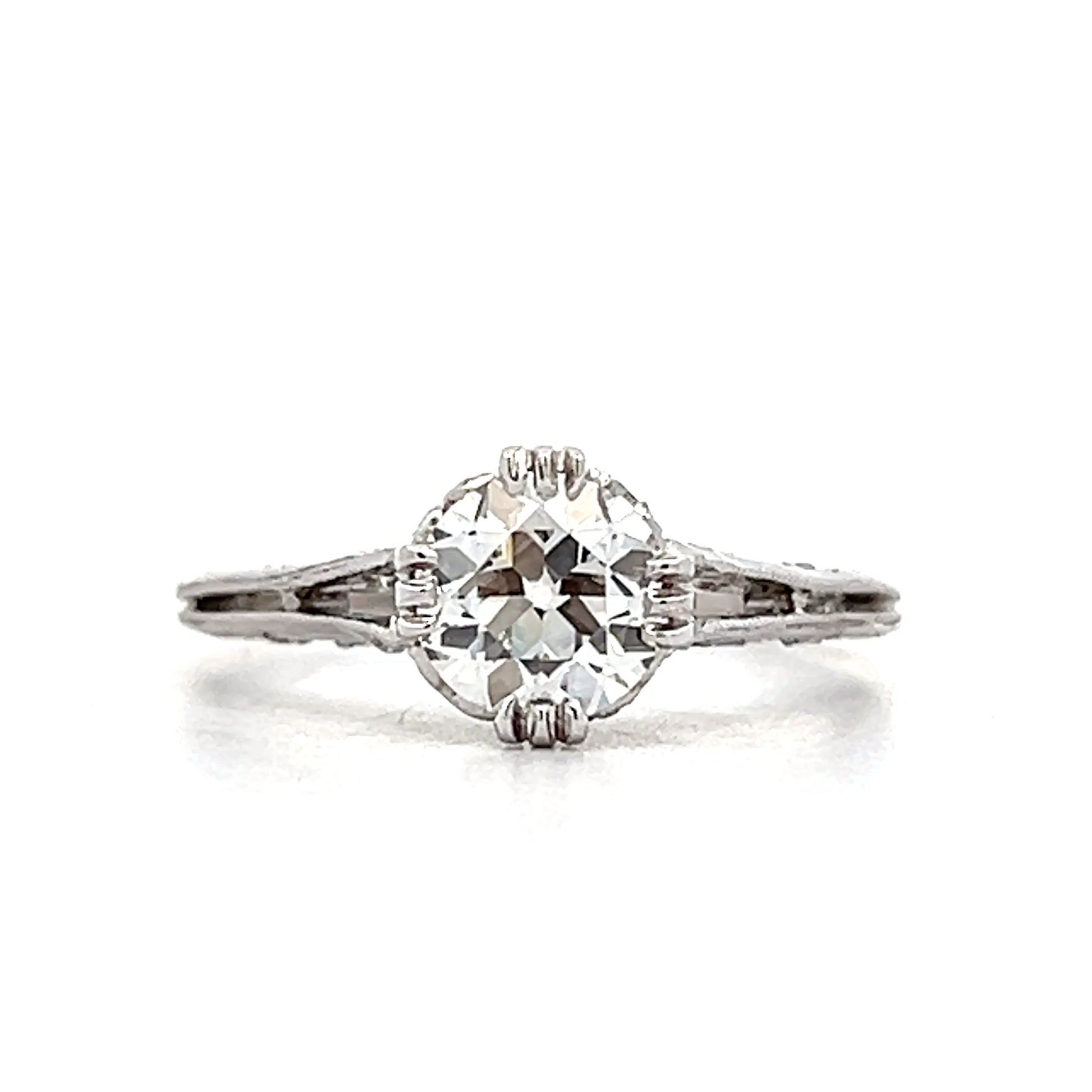 1.01 Vintage European Diamond Engagement Ring Platinum