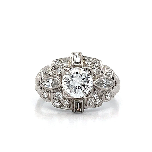 1.02 Antique Deco Diamond Engagement Ring in Platinum