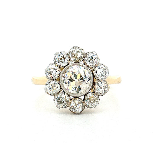 1.02 Old European Diamond Halo Ring 18k & Platinum