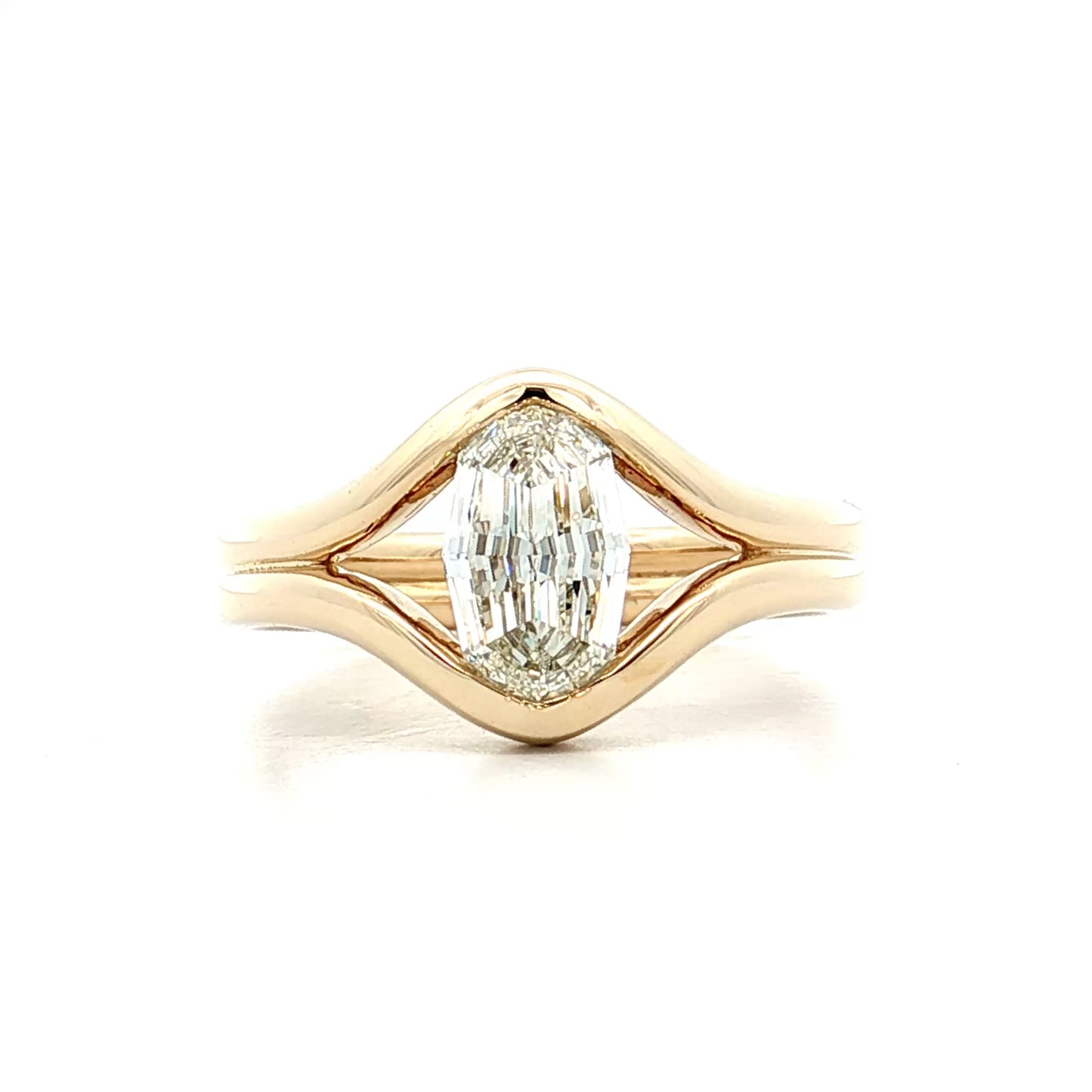 1.03 GIA Oval Step Cut Diamond Engagement Ring 14k