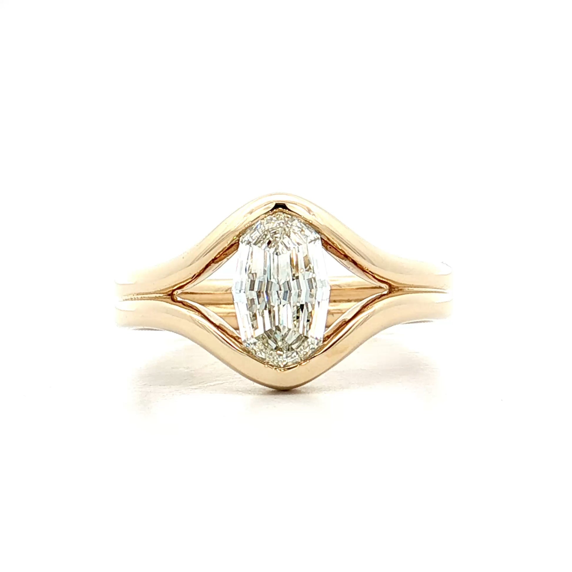 1.03 GIA Oval Step Cut Diamond Engagement Ring 14k