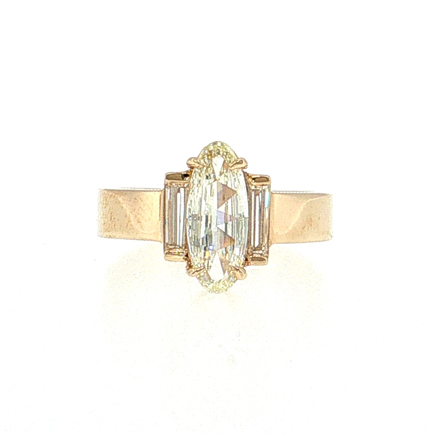 1.03 Oval Diamond Three Stone Engagement Ring 14k