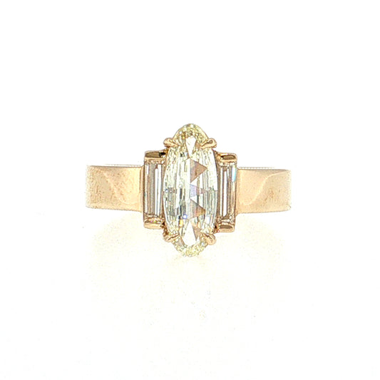 1.03 Oval Diamond Three Stone Engagement Ring 14k