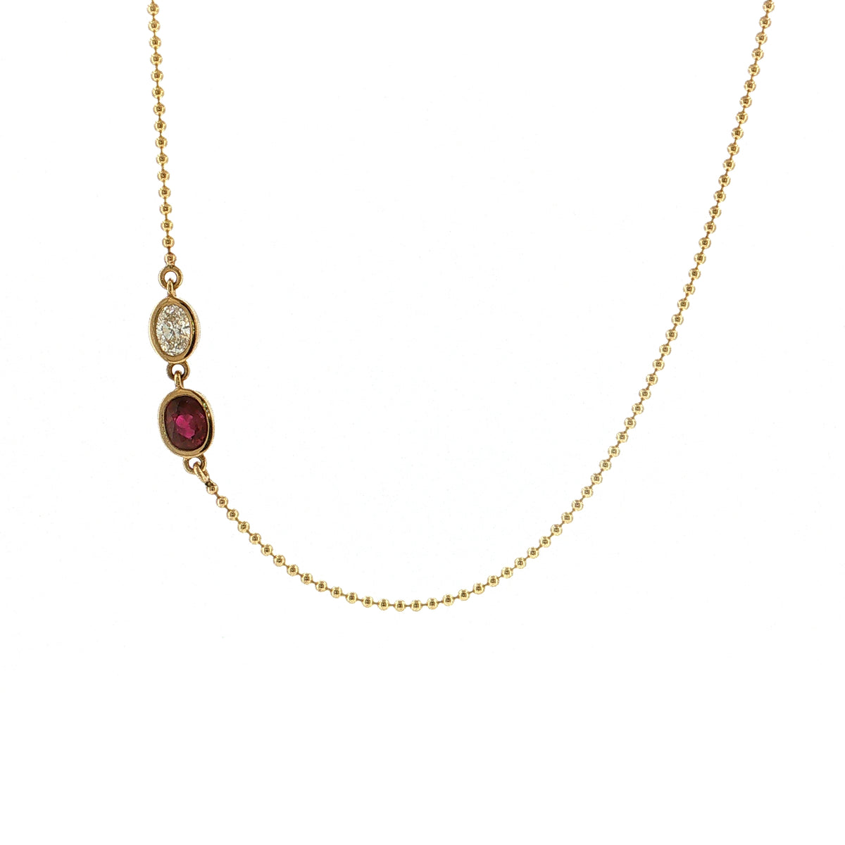 1.03 Oval Ruby & Diamond Pendant Necklace 14k Yellow Gold