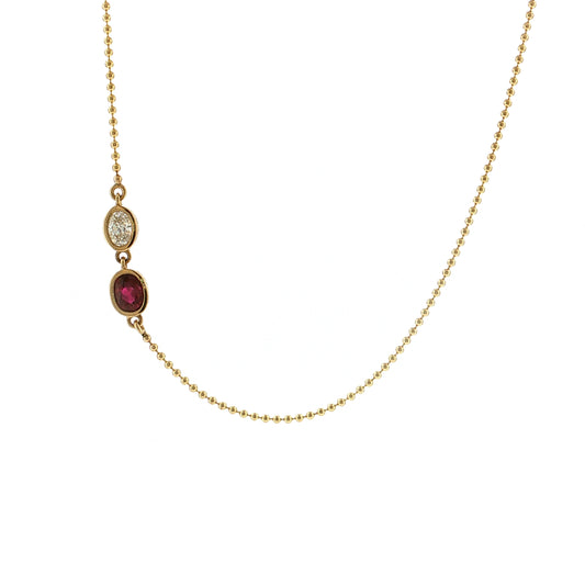 1.03 Oval Ruby & Diamond Pendant Necklace 14k Yellow Gold