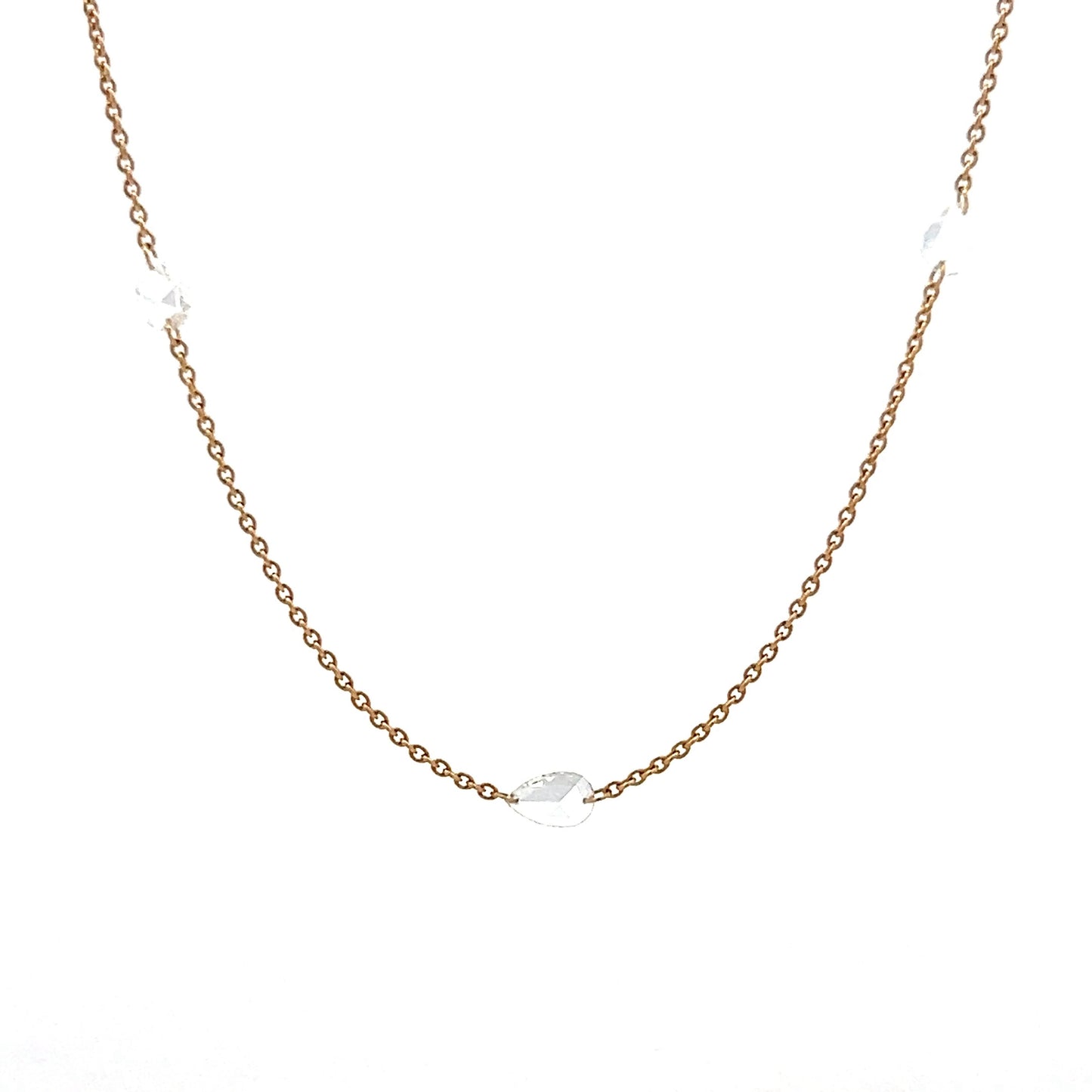 1.03 Pear Shaped Rose Cut Diamond Necklace in 18k