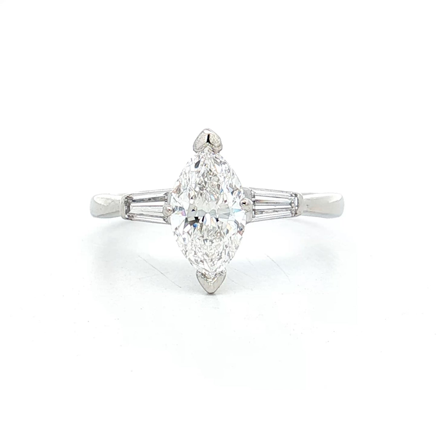 1.03 Vintage Marquise Diamond Engagement Ring Platinum