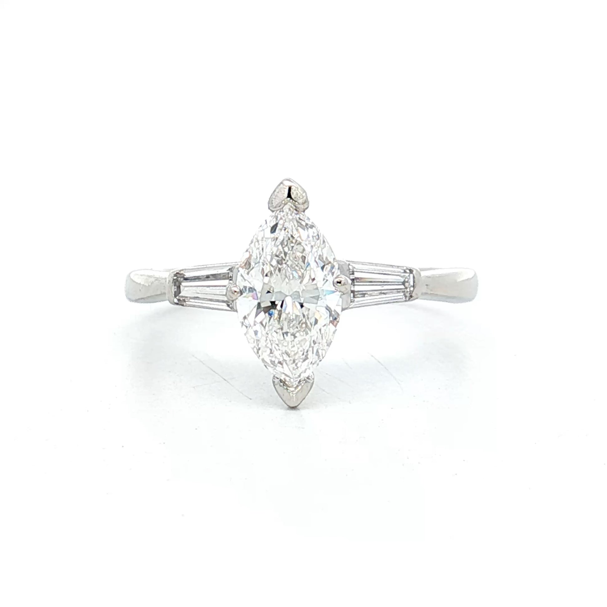 1.03 Vintage Marquise Diamond Engagement Ring Platinum