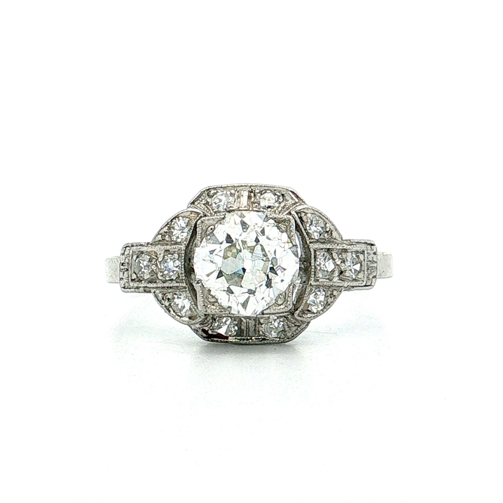 1.04 Art Deco Diamond Engagement Ring Platinum