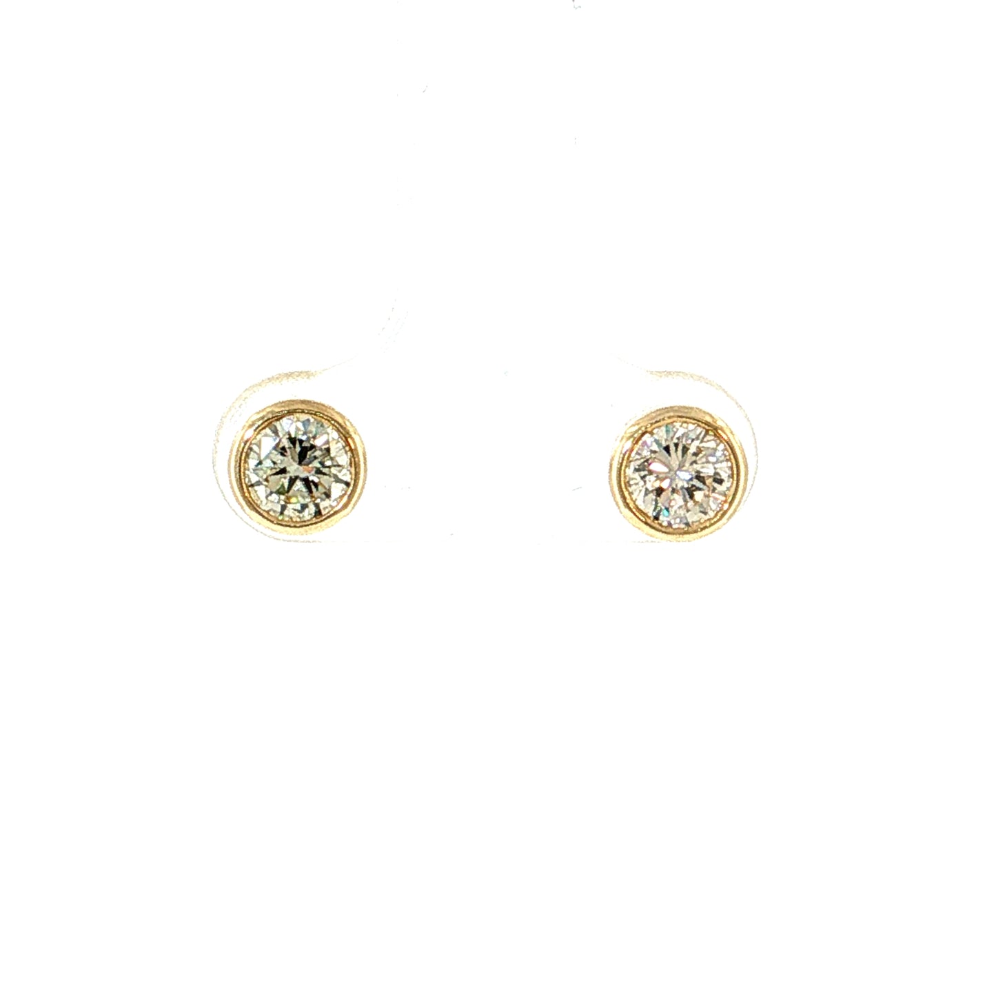 1.04 Round Brilliant Diamond Stud Earrings 10k Yellow Gold