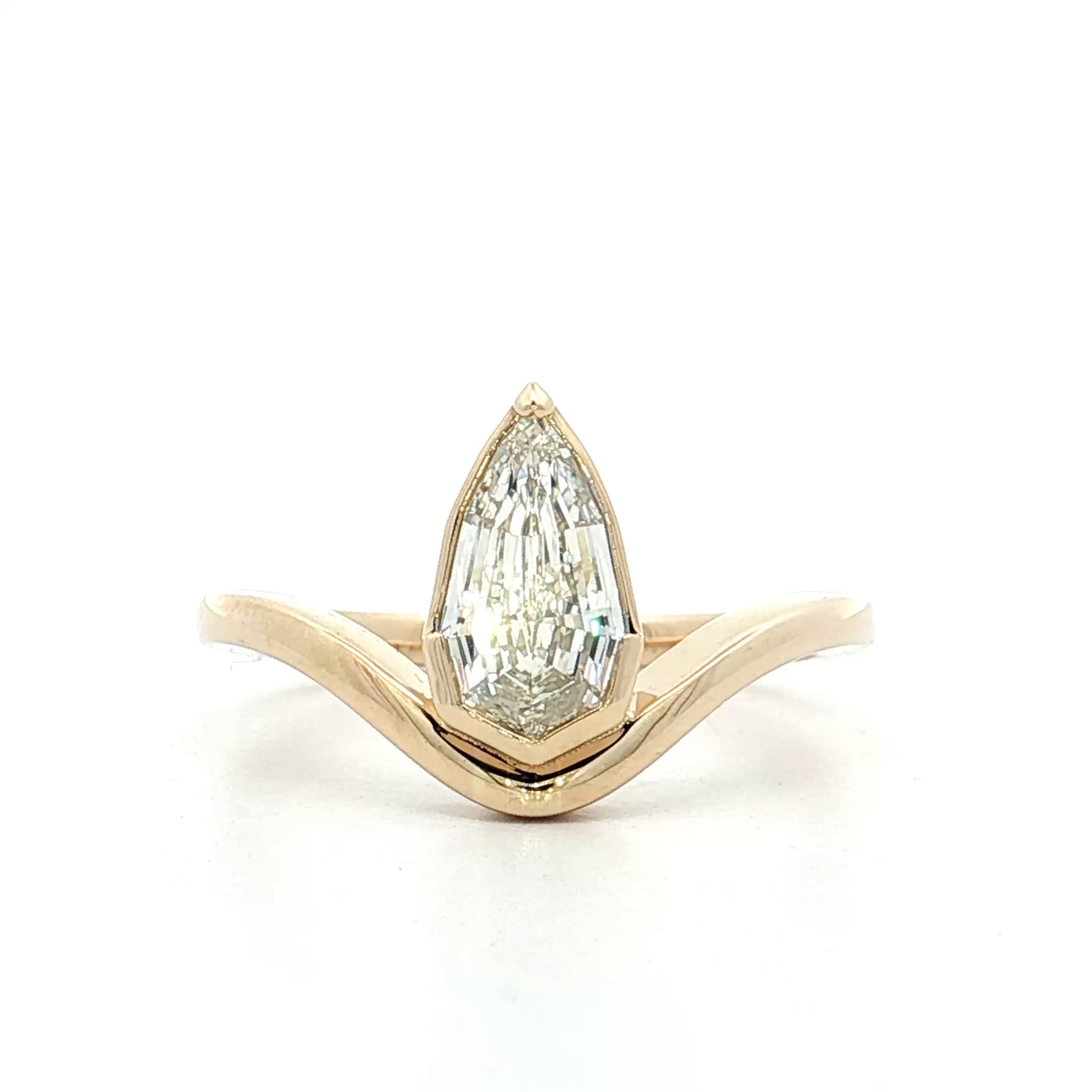 1.05 GIA Pear Step Diamond Engagement Ring 14k