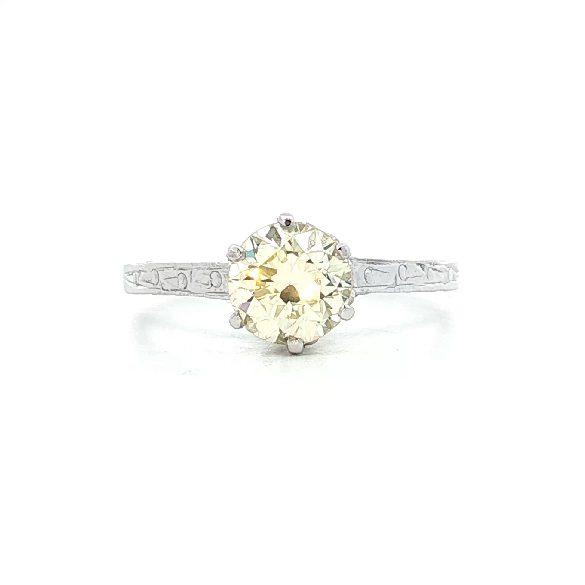 1.05 Vintage Deco Solitaire Engagement Ring in 14k