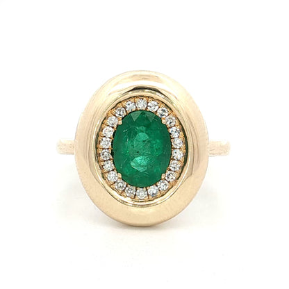 1.06 Oval Emerald & Diamond Cocktail Ring 14k