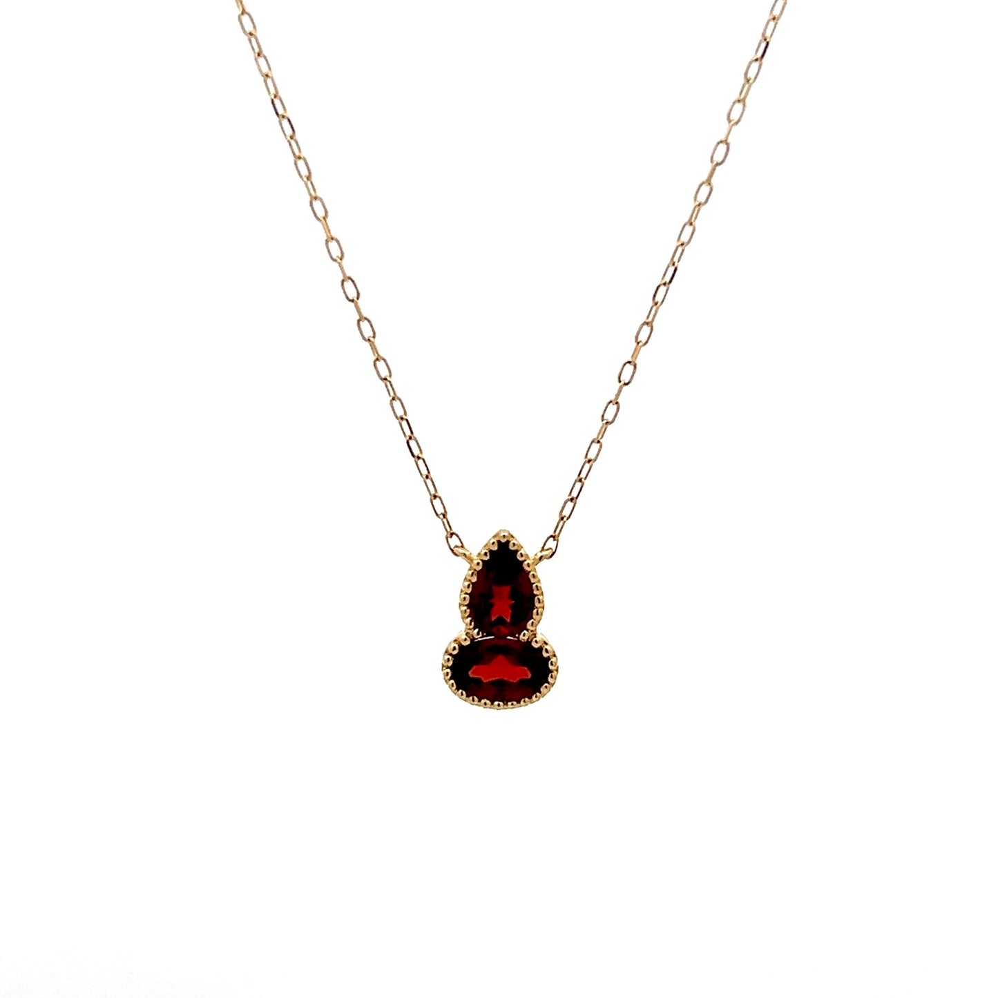 1.06 Red Garnet Bezel Pendant in 14k Yellow Gold