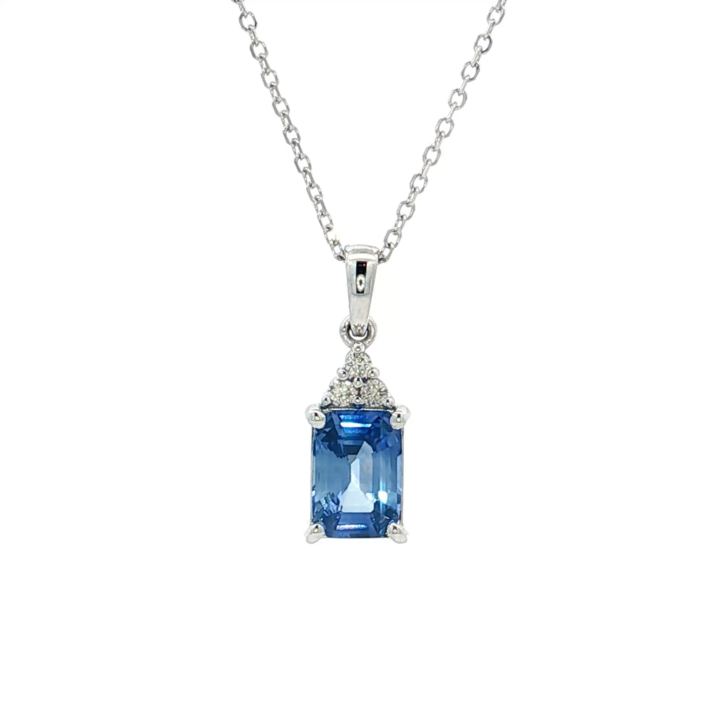 1.06 Sapphire & Diamond Pendant 14k White Gold