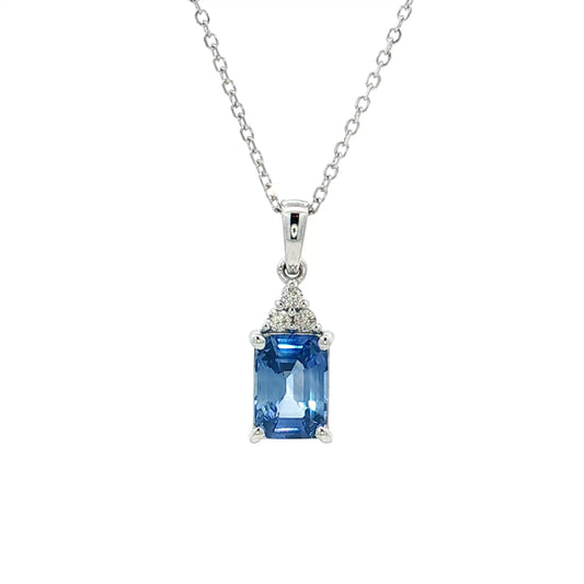 1.06 Sapphire & Diamond Pendant 14k White Gold
